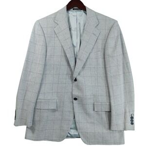 Faconnable Sport Coat Mens 51 (EU) / 41 (US) Windowpane Wool Silk Linen Italy